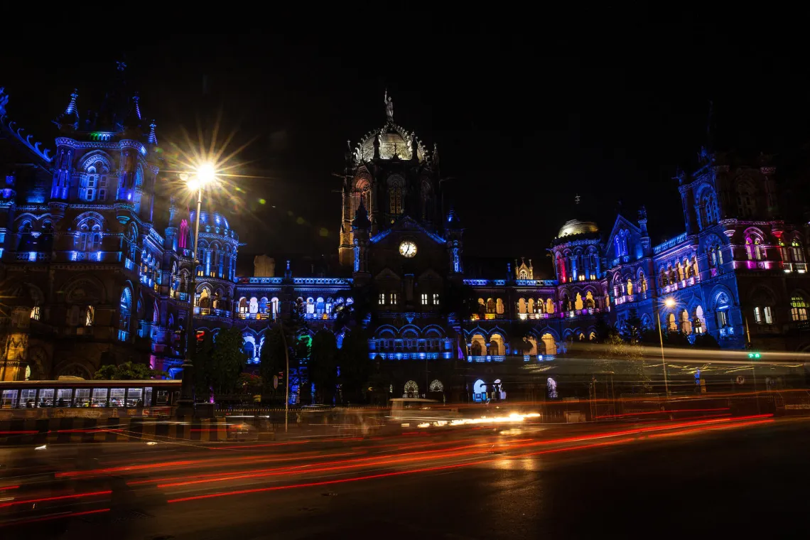 Chhatrapati Shivaji Terminus, also known by its former name Victoria Terminus, is a historic terminal train station and UNESCO World Heritage Site in Mumbai, Maharashtra. It is one of the many iconic monuments which is going blue on the occasion of World Children&rsquo;s Day to uphold the rights of every child.