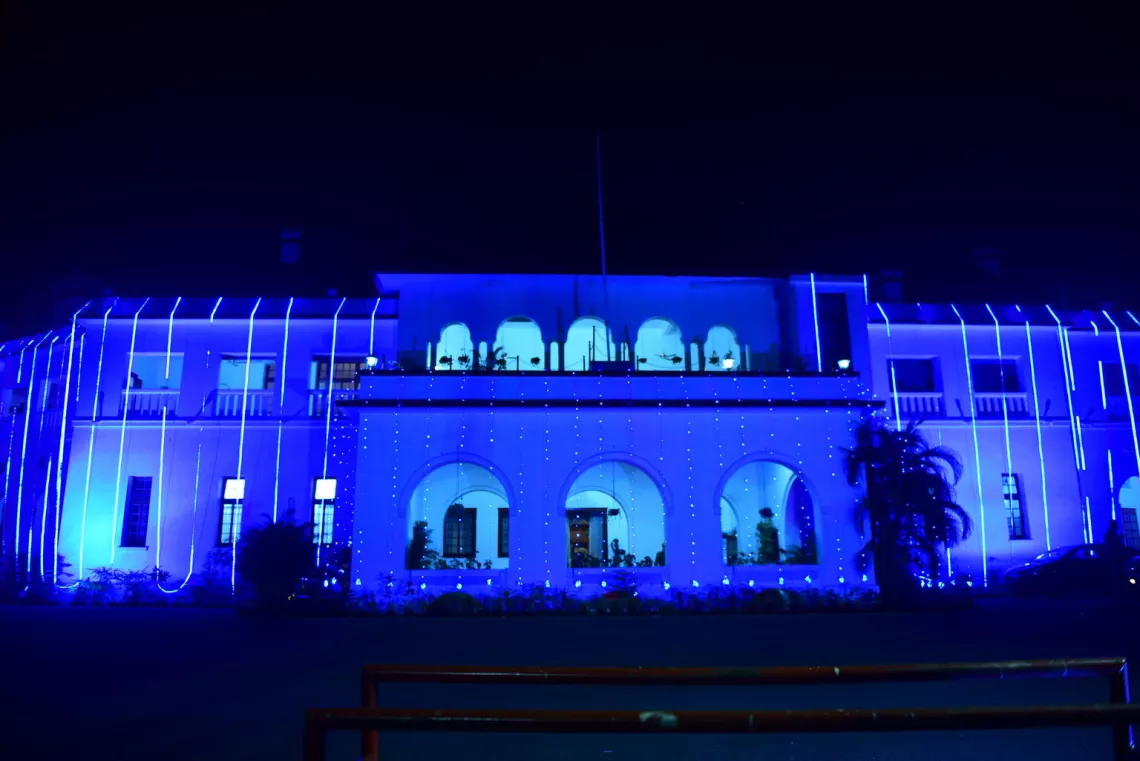 Raj Bhavan (Governors House) Jharkhand and the Legislative Assembly, Ranchi went blue to show solidarity with child rights on world Children's Day!