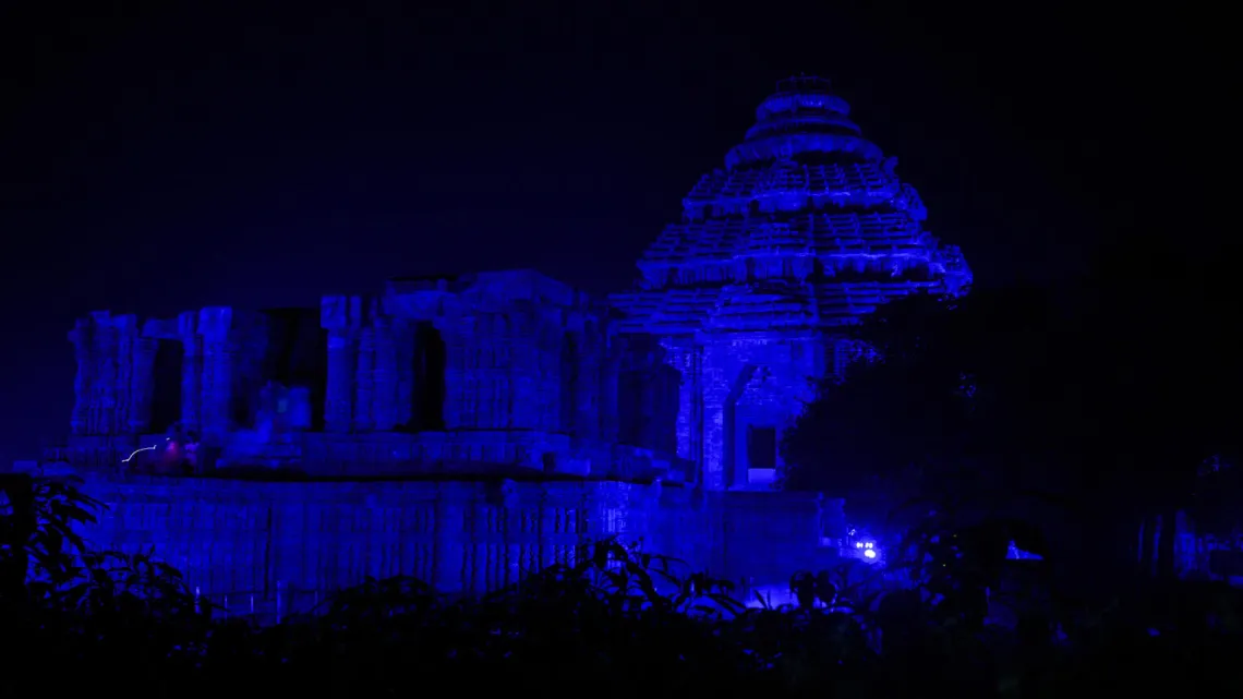 The majestic 13th-century monument, the Sun Temple in Konark in eastern Indian state of Odisha was illuminated with blue lights on the eve of #WorldChildrensDay