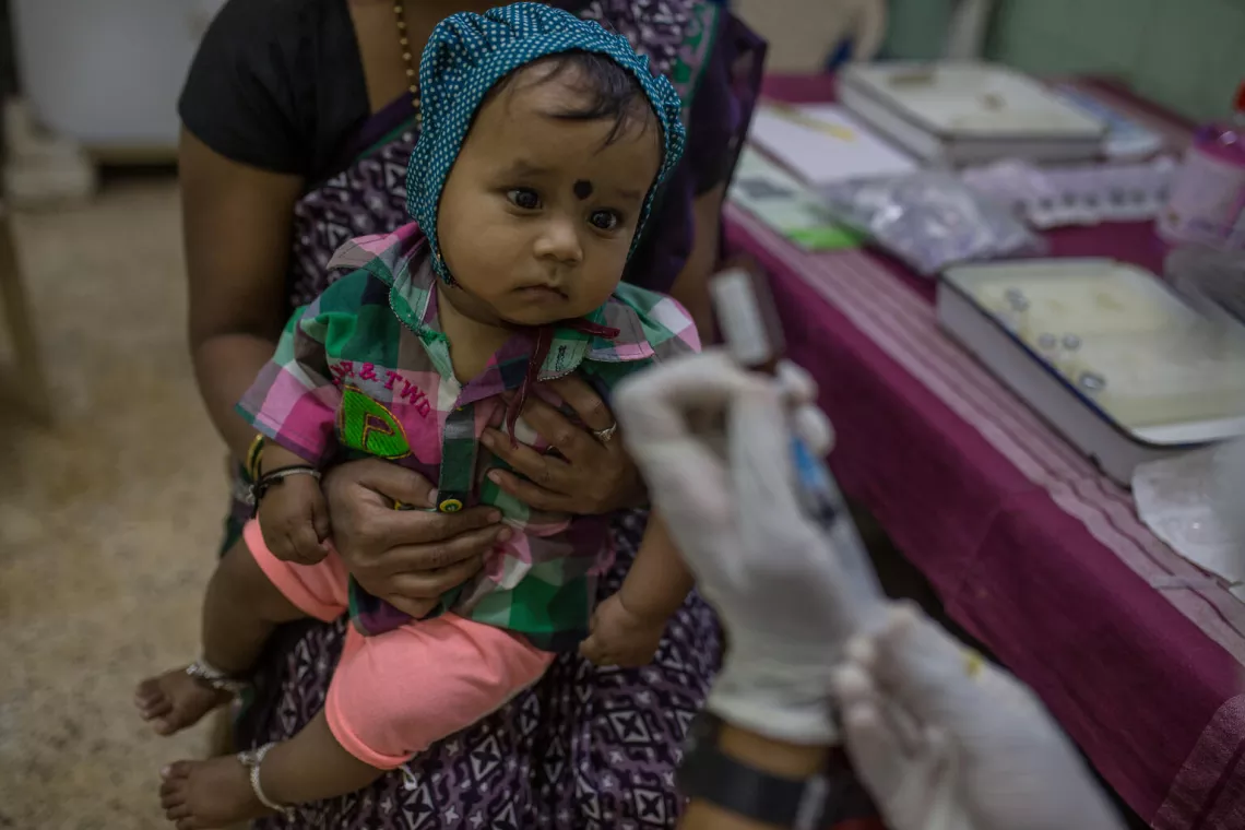 Mayuresh Kadam with her mother at a routine immunization  at a Government hospital in Maharashtra