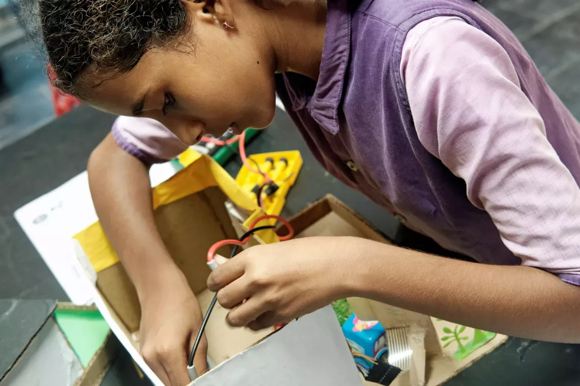 B.Supraja, an 8th grade student from Zilla Parishad High School, is working on a password-based door lock system where a secure password will act as a door unlocking system.