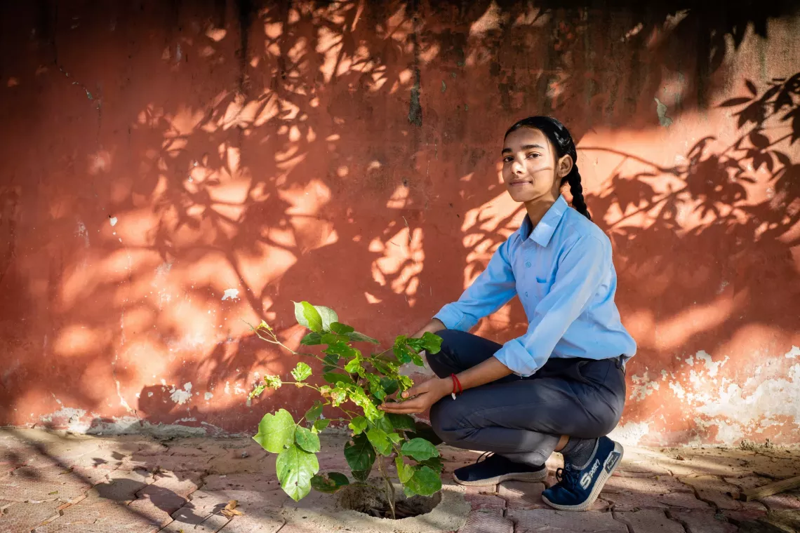 The children of Jahota recognises and understand the importance of trees and have been making an active effort in planting trees in their village.