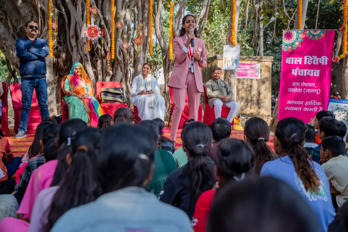 This Bal Sabha is held once a month to provide information to the children about the panchayat, to inform them and bring more awareness about the role of the panchayat and to connect them with the panchayat.