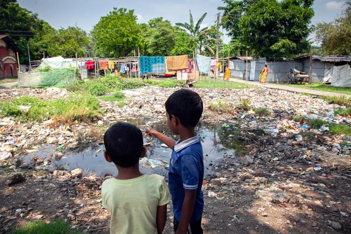 Plastic waste litter roads in Jalpaiguri, West Bengal, highlighting the challenge of effective waste management. 