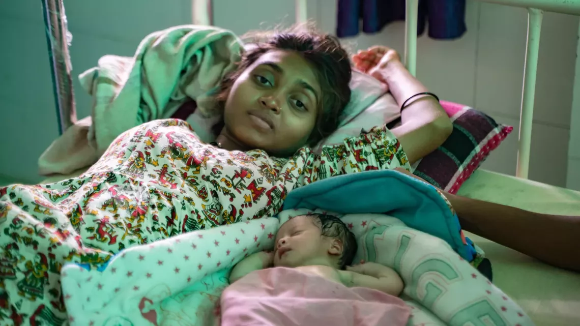 Vandana Bardi with her healthy baby at the PHC, Madded