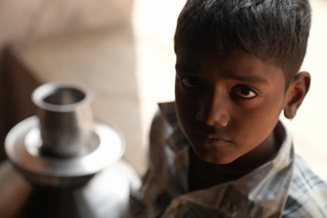 Eight-year-old Mahesh lives in Adol village in Rajasthan. 