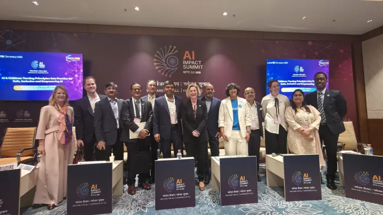 A group picture of the panellists at the Indi.ai summit 2026