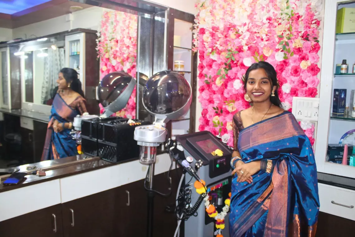 A young entrepreneur named Jui Salunke in her shop