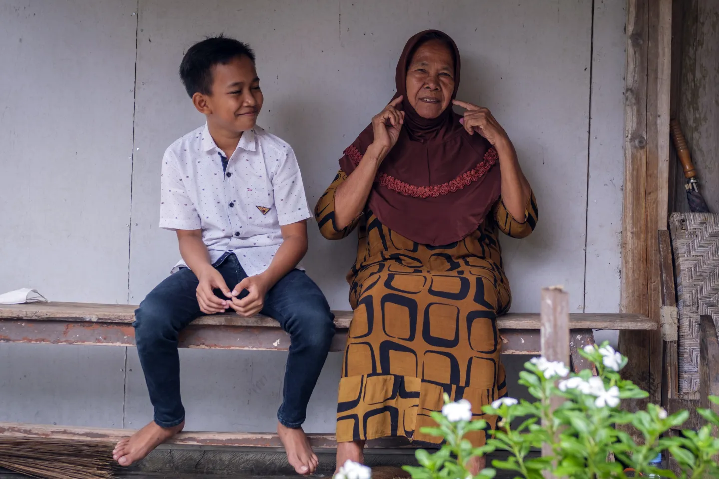 Putera and his grandmother.