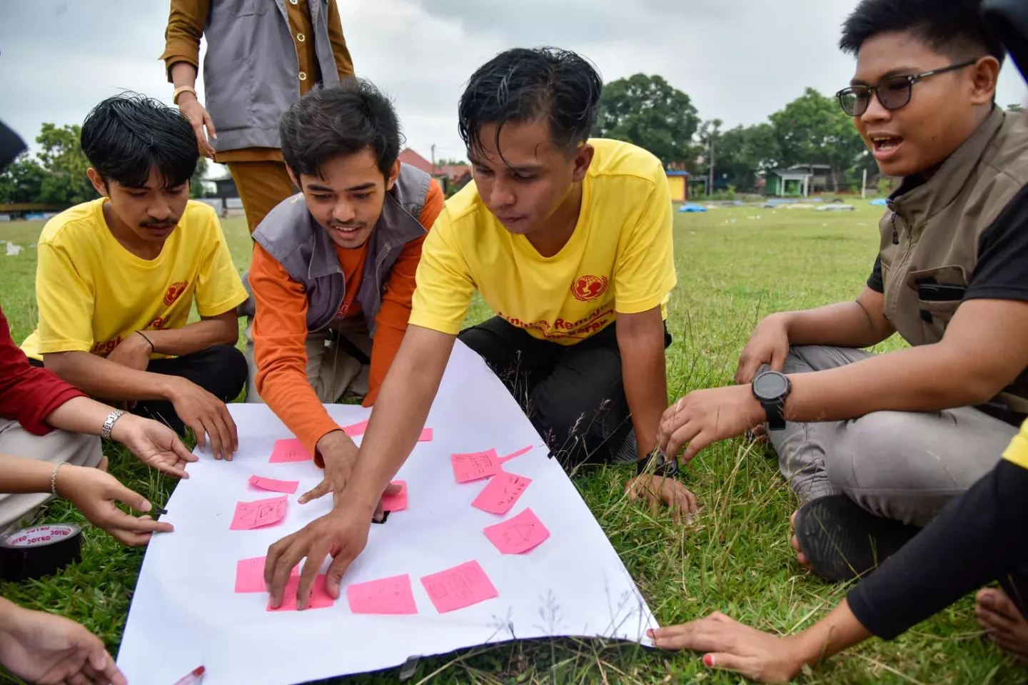 A group of adolescents working together