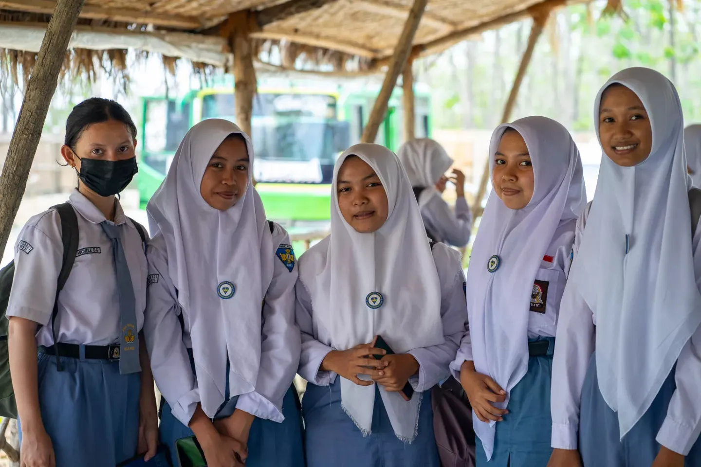 A group of students participate in a self-survey for a school-based mental health programme