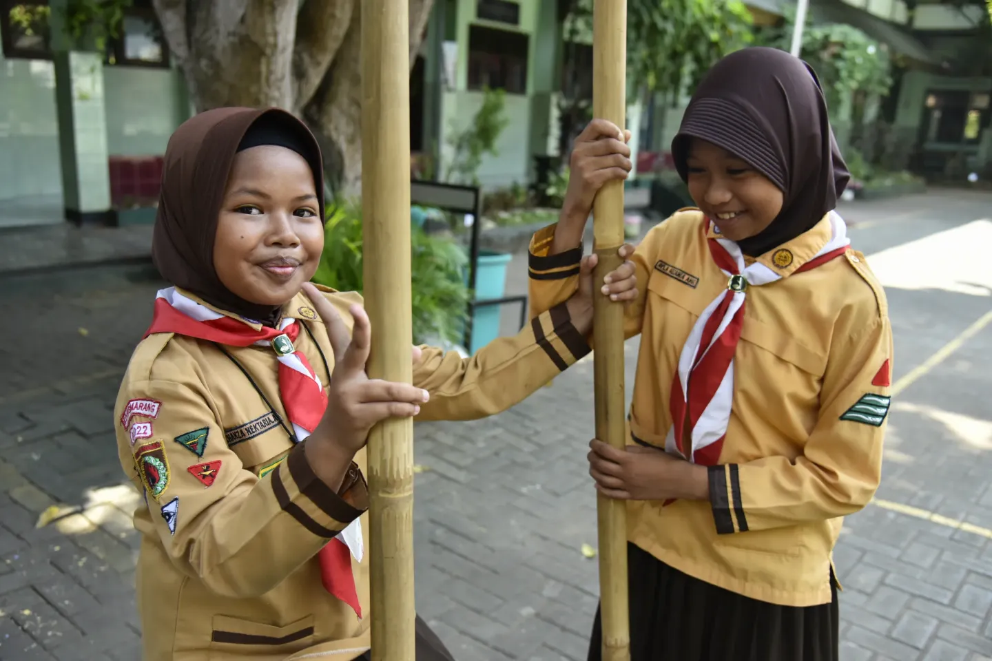 Students play in the school yard