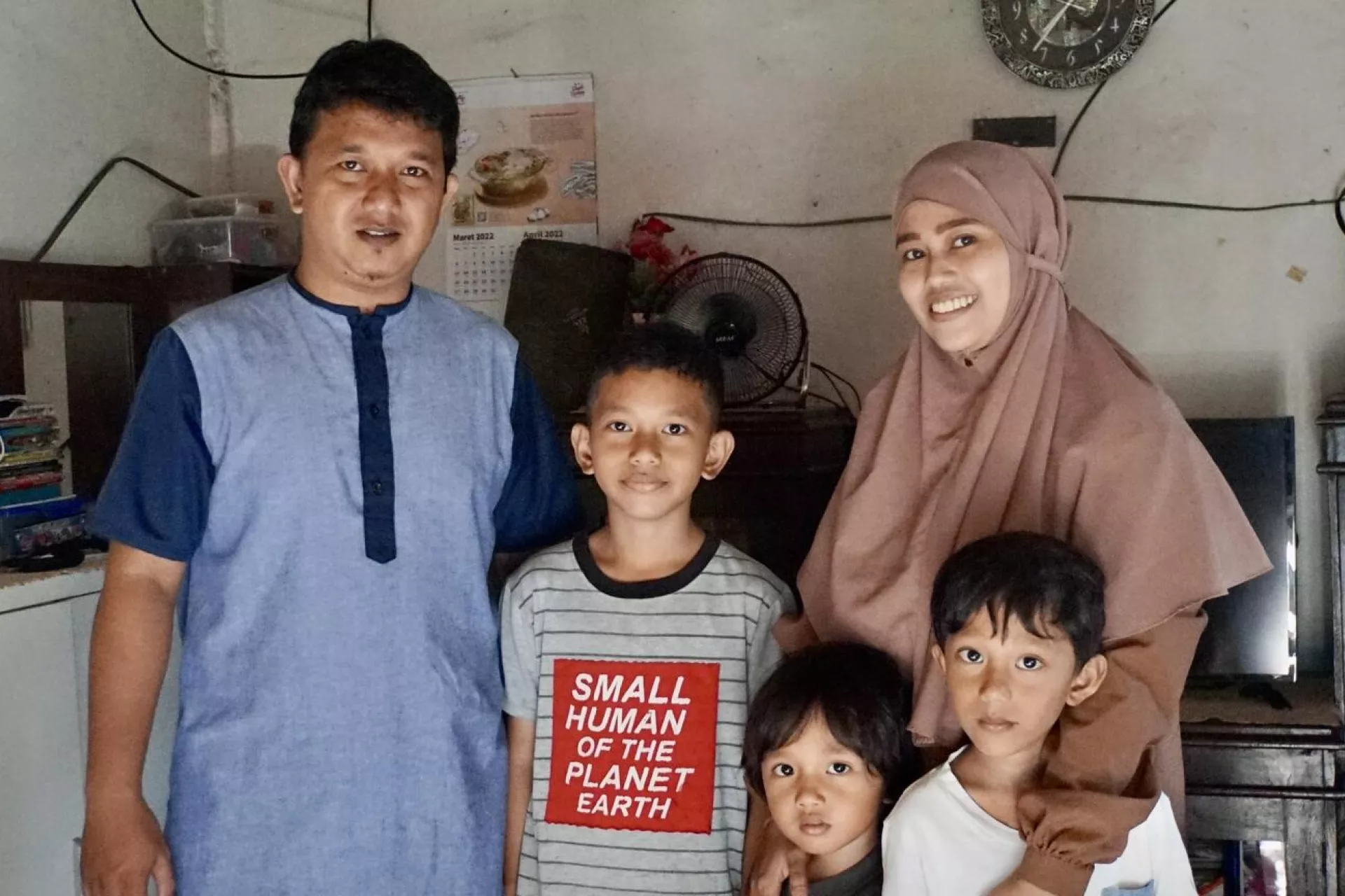 A family smiling