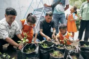 Parents learn how to create a healthy garden together at the TKN Kelapa Lima Public Early Childhood Education (ECE) Centre, Kupang Municipality, East Nusa Tenggara, on 9 December 2025