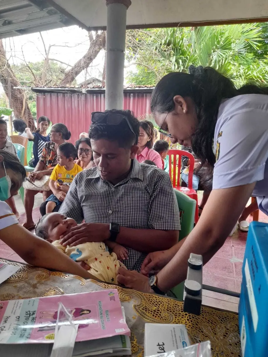Daniel brought his newborn baby for vaccination
