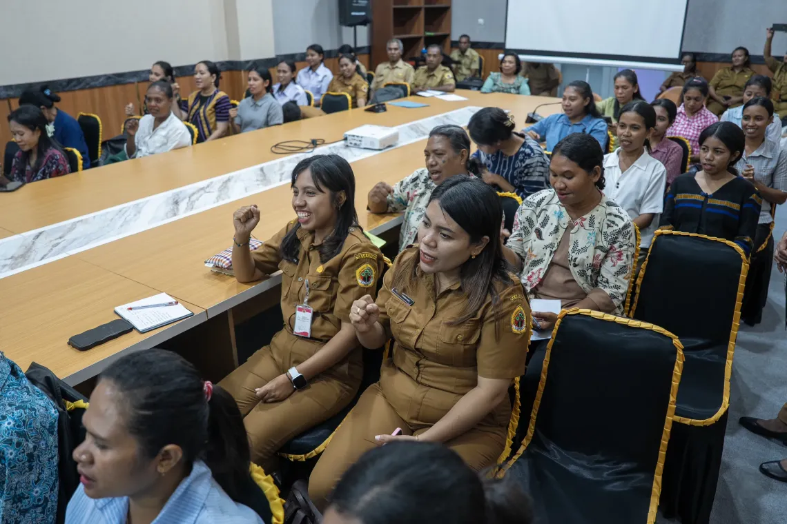 Teachers participate in orientation workshop for the effective utilization of Early Childhood Development (ECD) Kit teaching and learning resources. Kupang District, East Nusa Tenggara Province, Indonesia. 