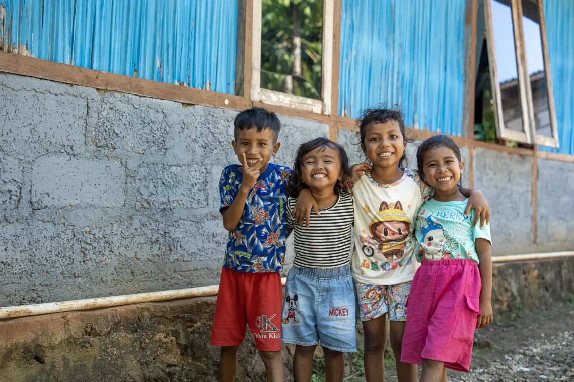 Lani, age six, is with her friends at the Harapan Bangsa Early Childhood Development (ECD) Centre. Kupang District, East Nusa Tenggara Province, Indonesia.
