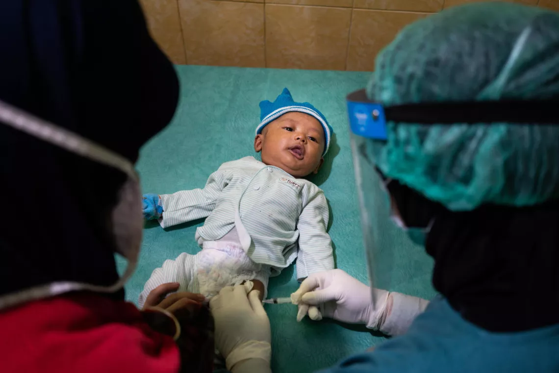 A child is vaccinated