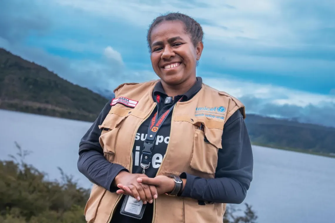 Maria, a teacher facilitator, in the Arfak Mountains, Papua, on 13 August 2025.
