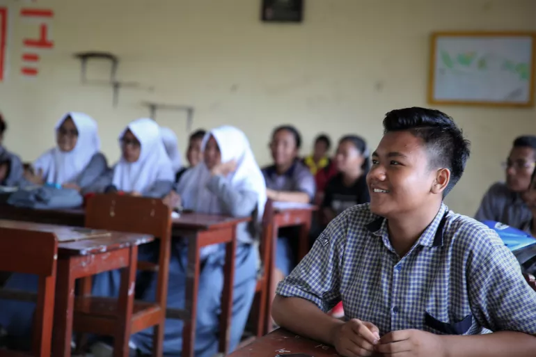 School students in class