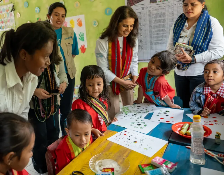 Maniza Zaman during a visit to an ECD center