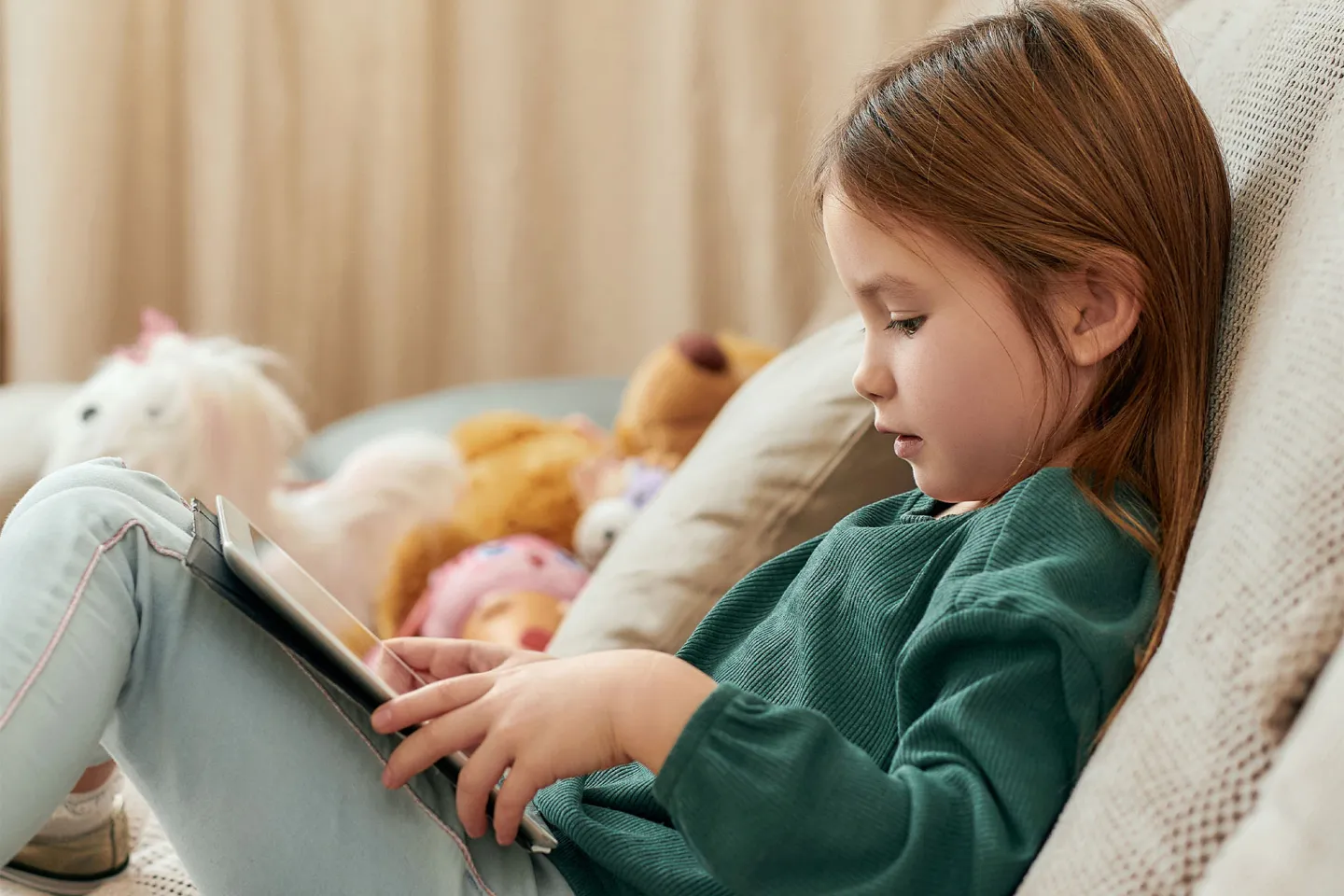 A child using a tablet