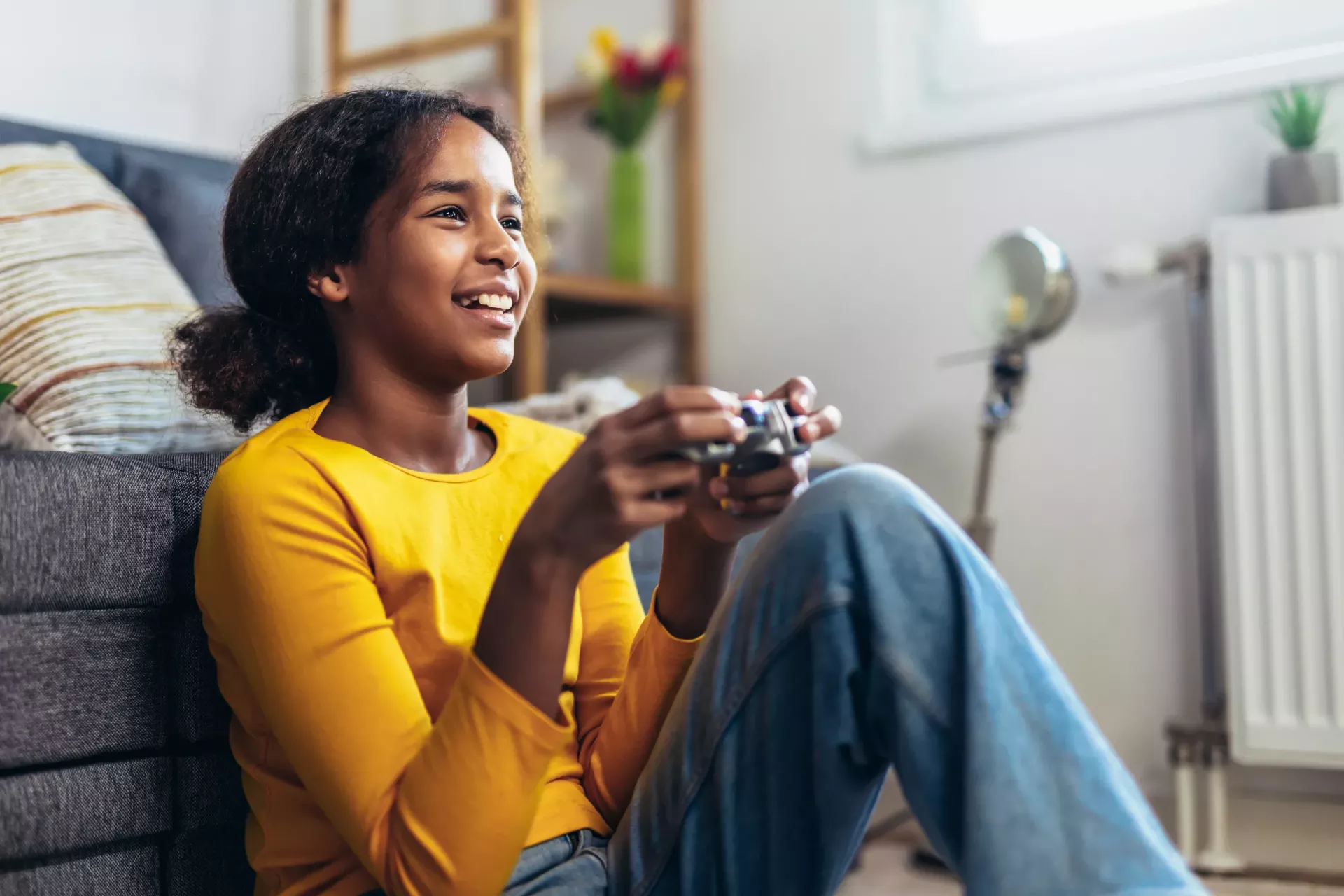 Girl playing video games