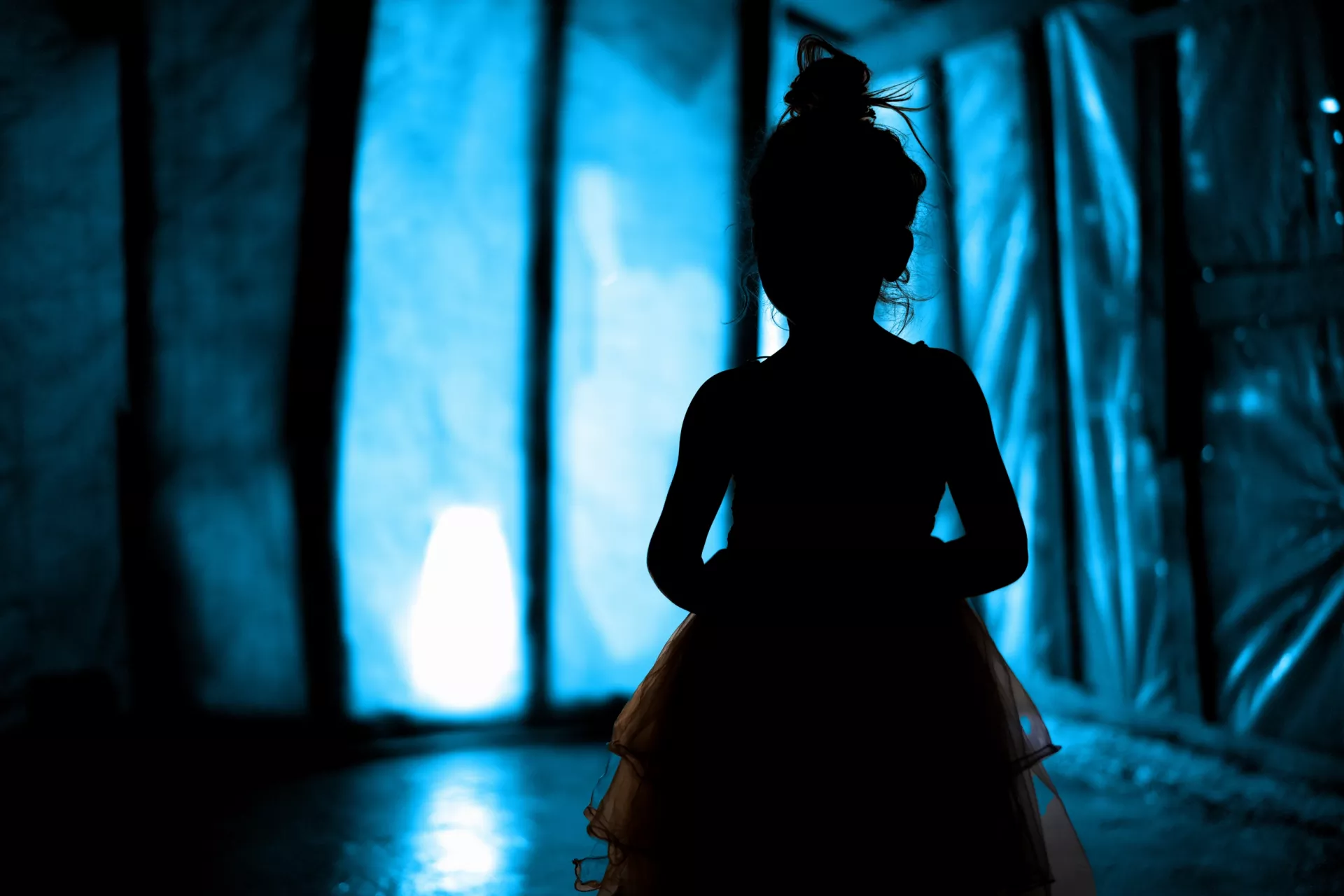 A girl in silhouette