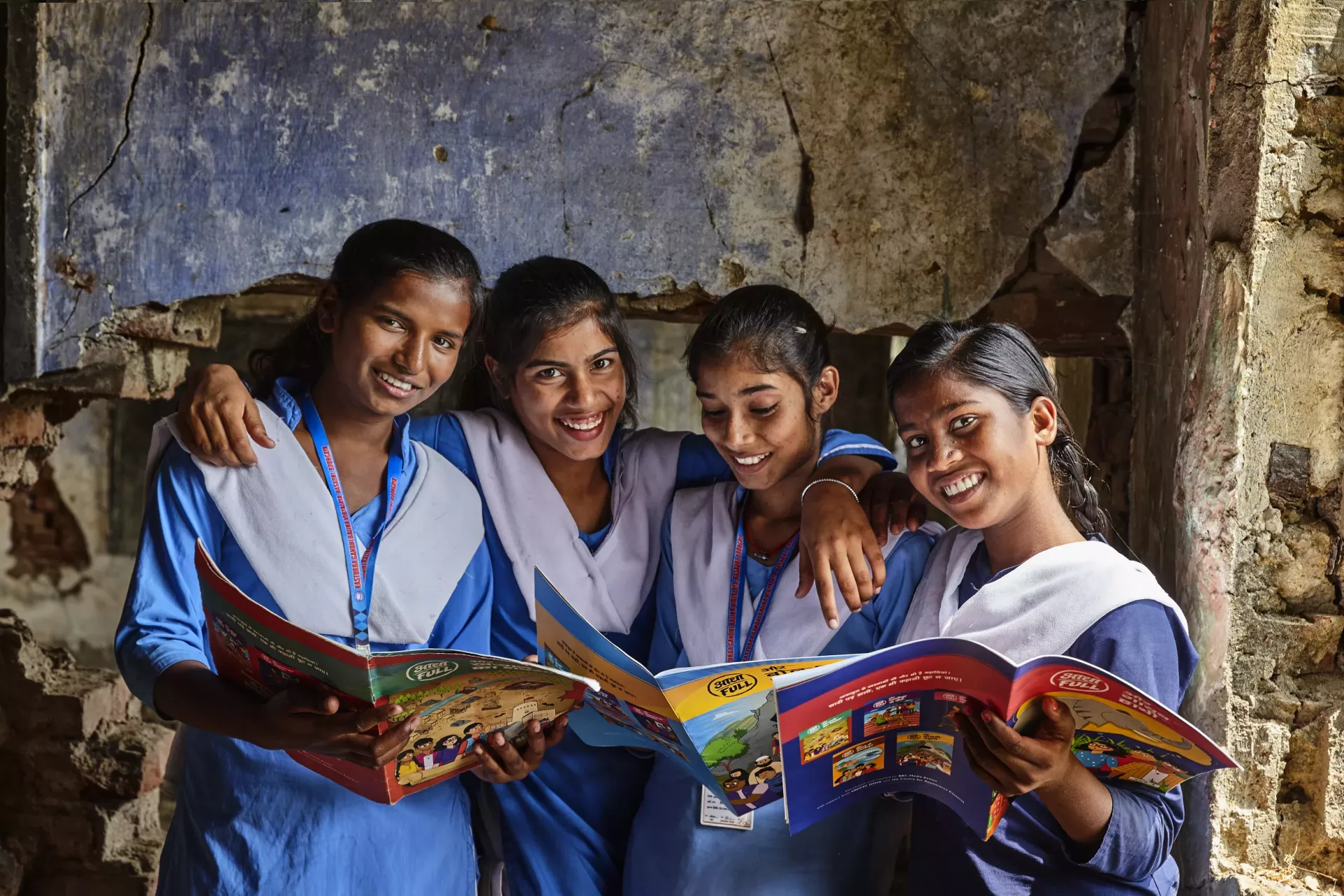Middle-school girls in India