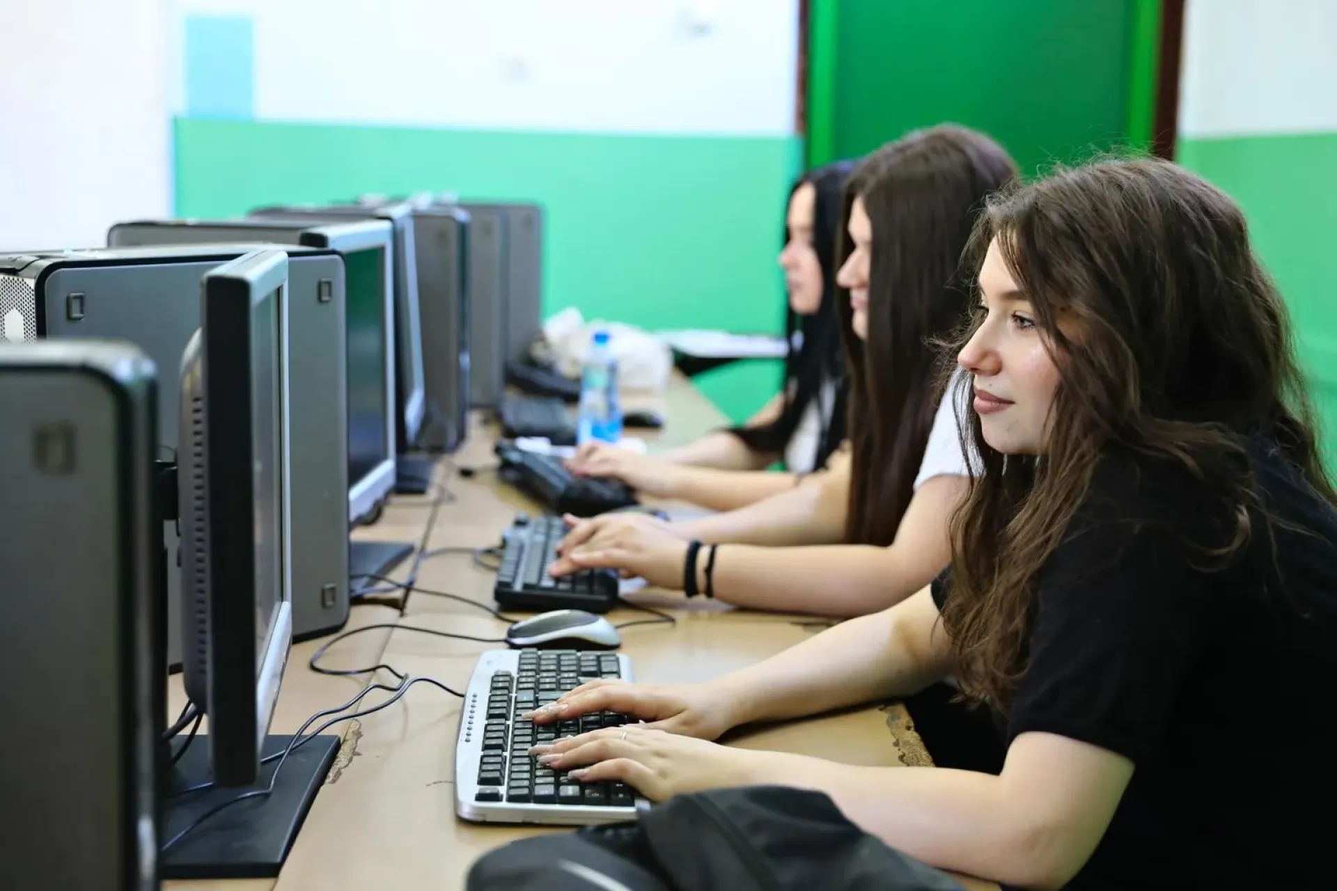 Students using computers