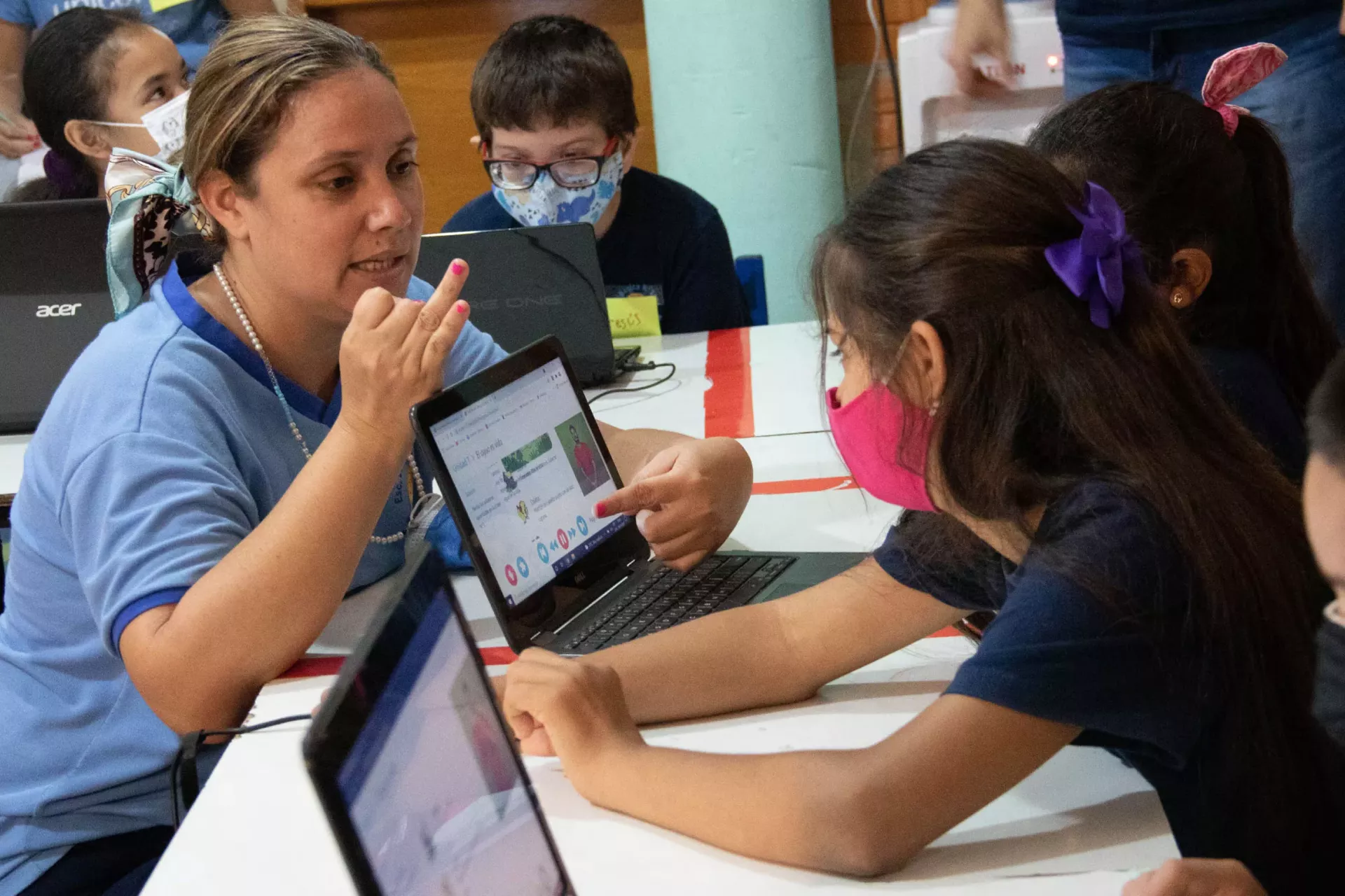 Students working on laptops