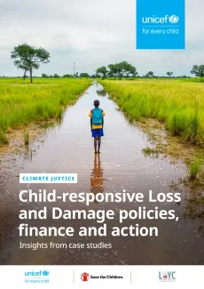 Cover of report titled "Child-responsive Loss and Damage, Policies, Finance and Action"