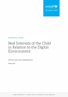 Cover of report titled "Best Interests of the Child in Relation to the Digital Environment"