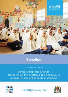 Cover of report titled "Schools Inspiring Change: Research on the practices and behaviours of positive deviant schools in Zanzibar"