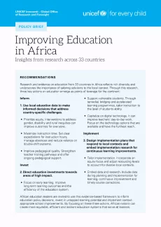 Cover of report titled "Improving Education in Africa" 