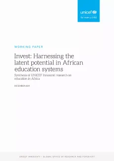 Cover of report titlted "Invest: Harnessing the latent potential in African education systems"