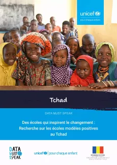 Cover of a report titled "Des &eacute;coles qui inspirent le changement : Recherche sur les &eacute;coles mod&egrave;les positives au Tchad"