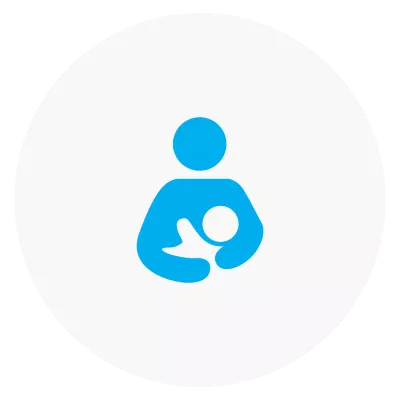 An icon of a woman breastfeeding a baby