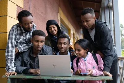 Young people using a computer