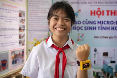 Girl wearing AI powered watch