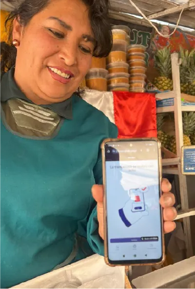 woman using blockchain solution