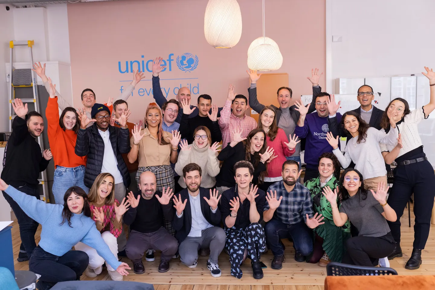 The Innovation Spark finalists greet the camera during the Innovation Week celebrated in Stockholm, Sweden.