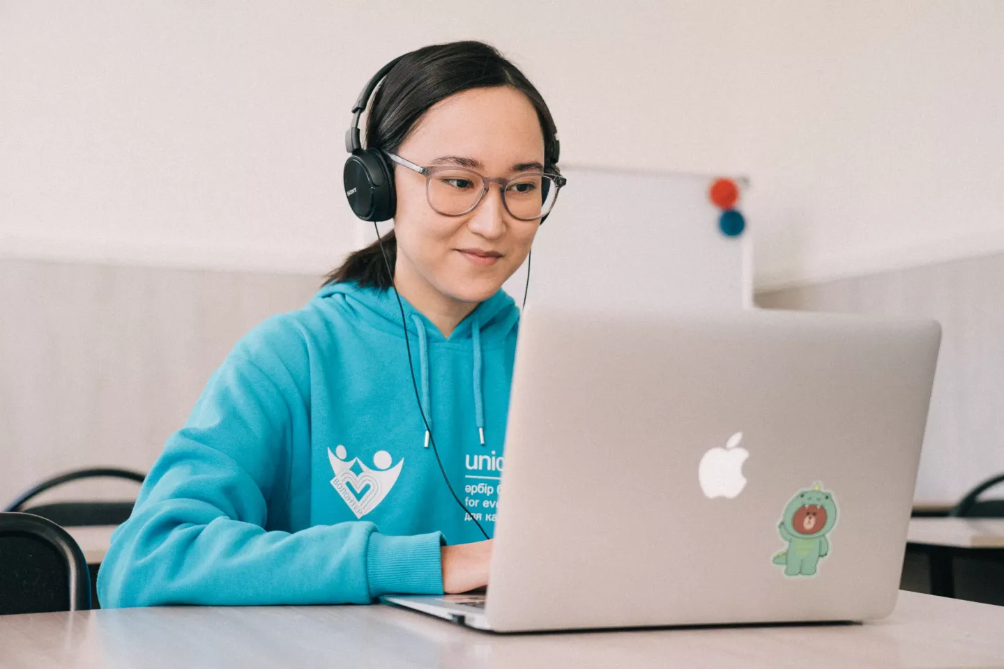 girl using a laptop