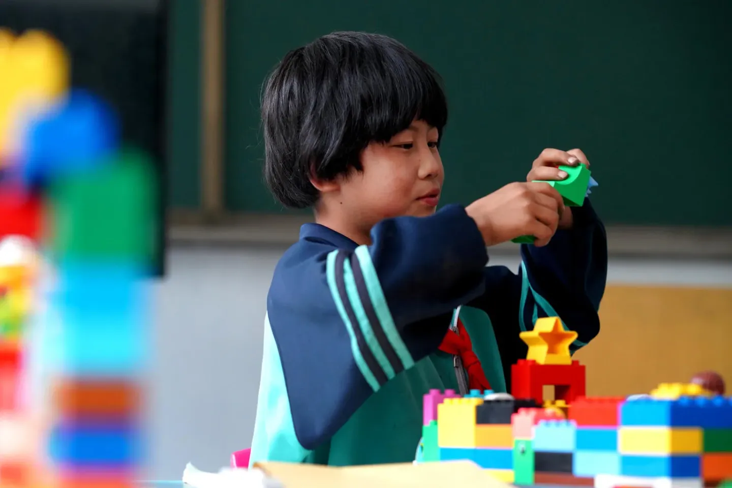 Child playing with blocks