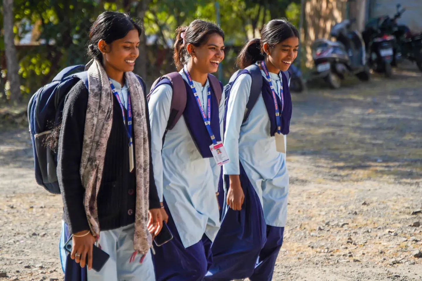 Girls walking to a training institute