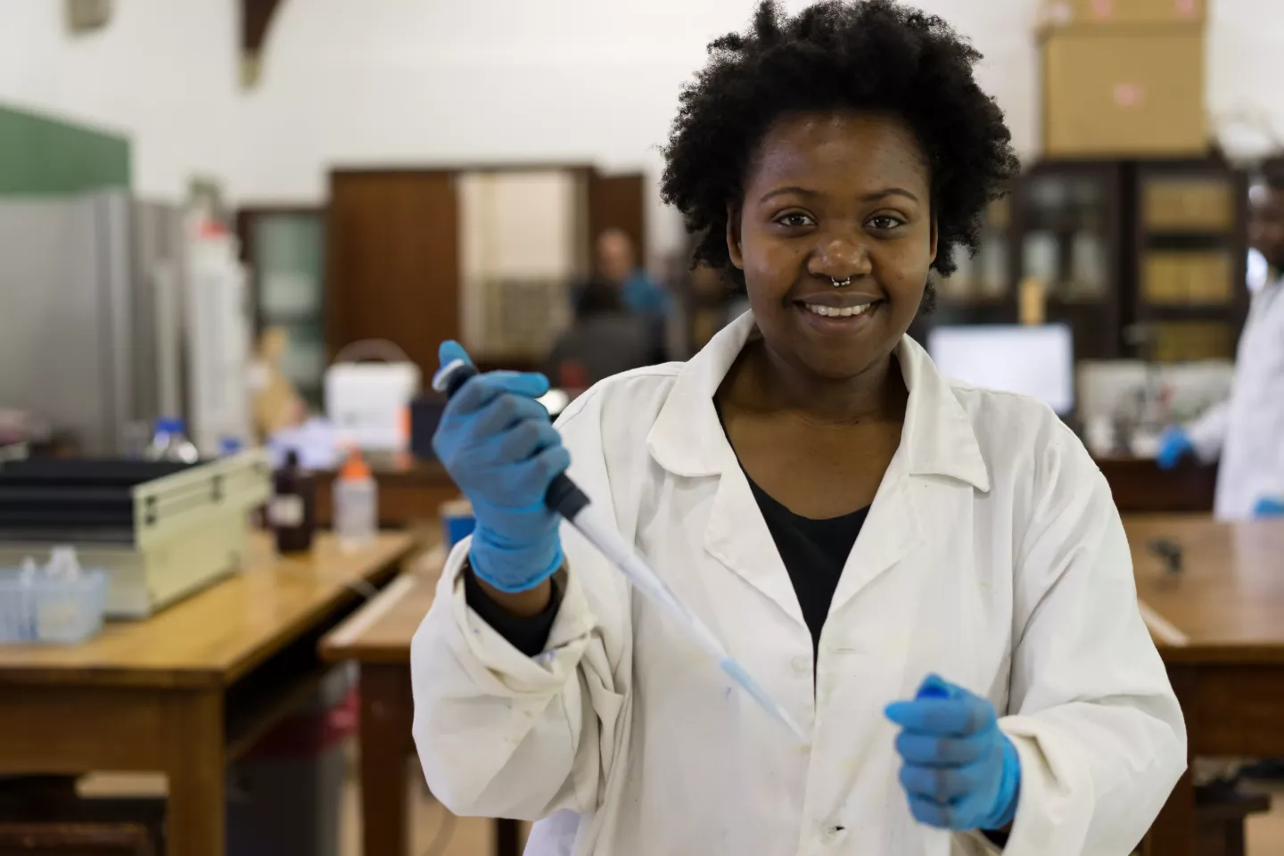Scientist in the lab working on new precision health technologies for children and adolescents. 