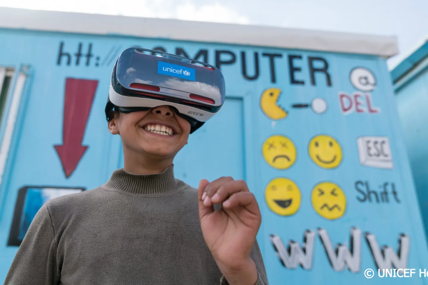 boy wearing vr headset