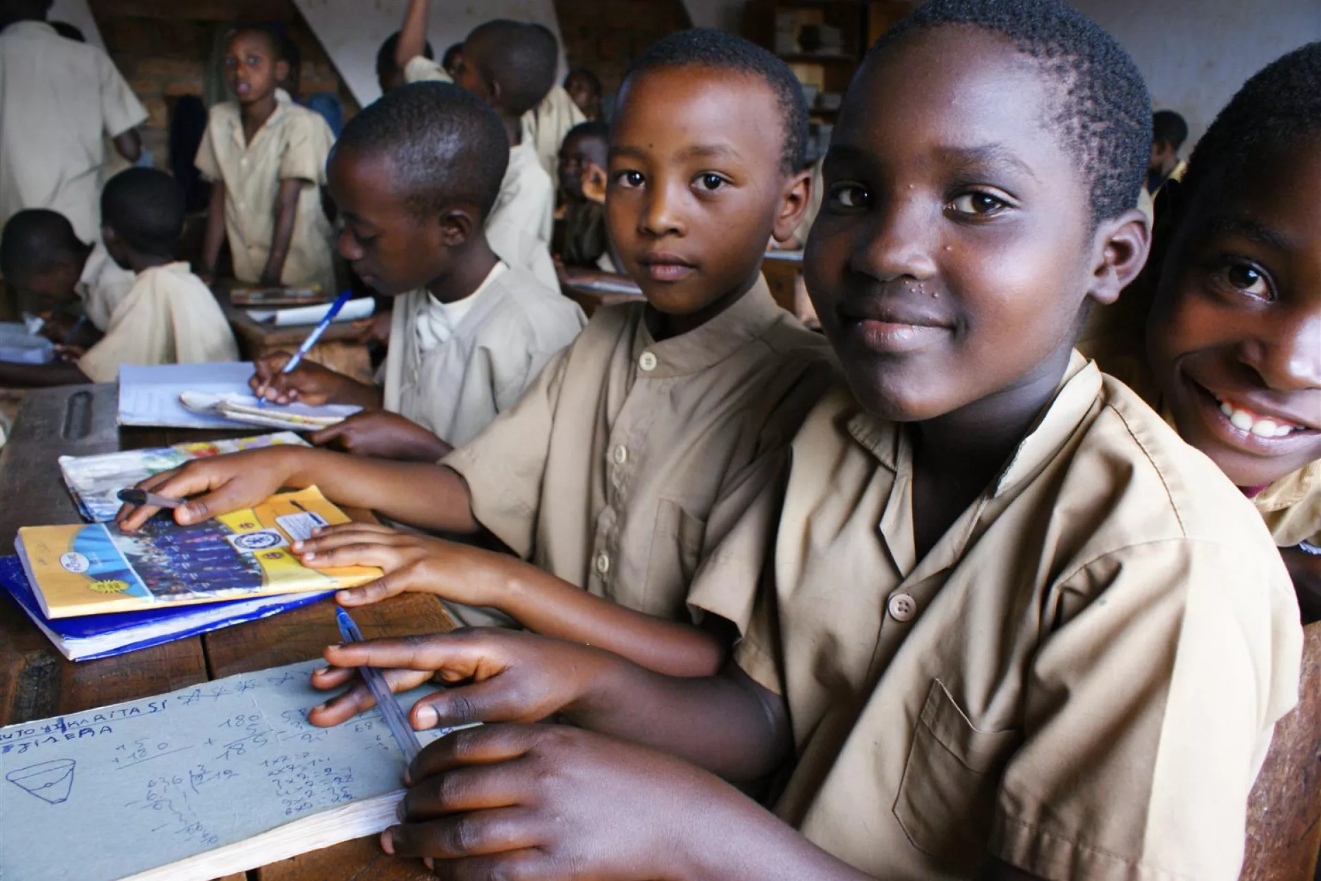 Girls sit in class during a math lesson in Makamba Primary School No.3 in the town of Makamba, Makamba province, Burundi