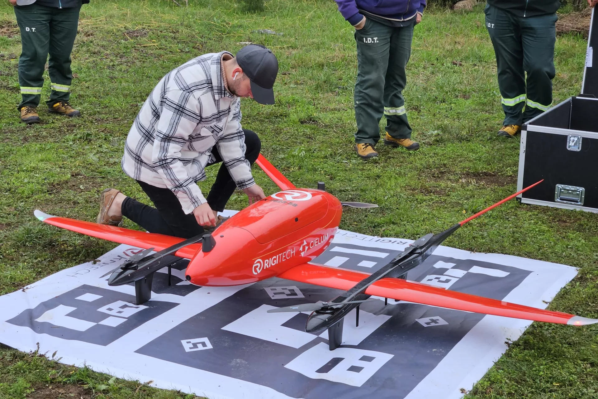 A man prepares the drone that will fly medical supplies from a central hospital in the city to three rural communities in Uruguay.