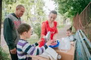 Family opening emergency kit received